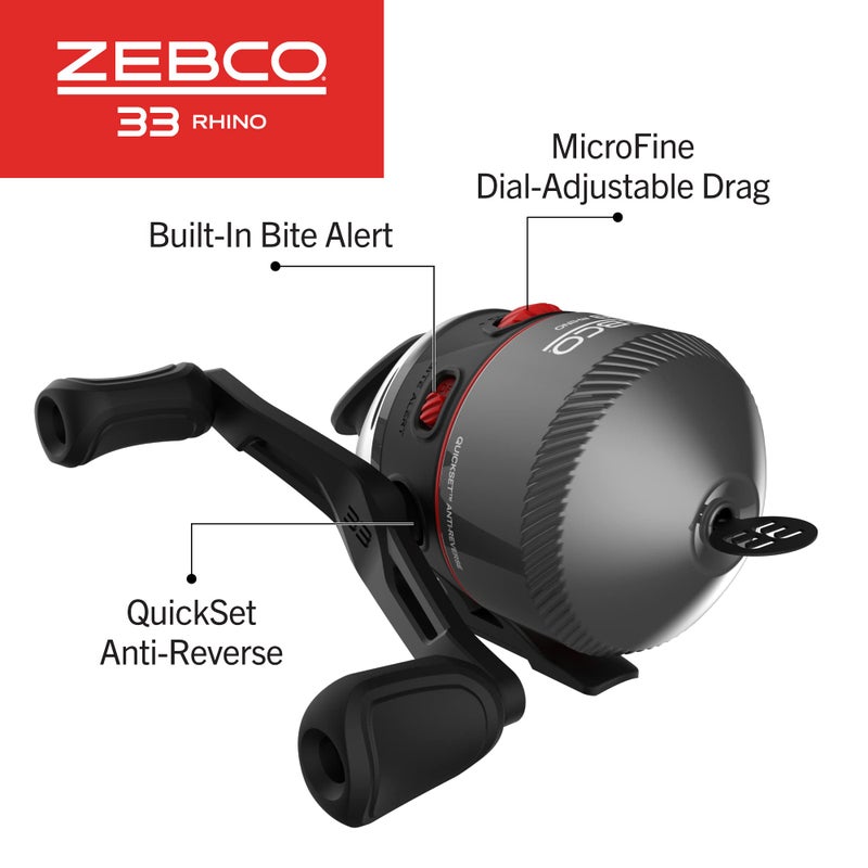 Zebco(ZR33602MA.NS3) 33 Rhino Spincast Reel and 2-Piece Fishing Rod Combo,Durable E-Glass Rod with ComfortGrip Hand,Gray/Black - Image 4
